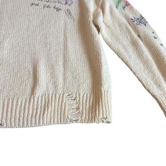 Mother The Biggie Jumper Vive Le Punk Pullover Sweater Crew Neck Stretch Medium